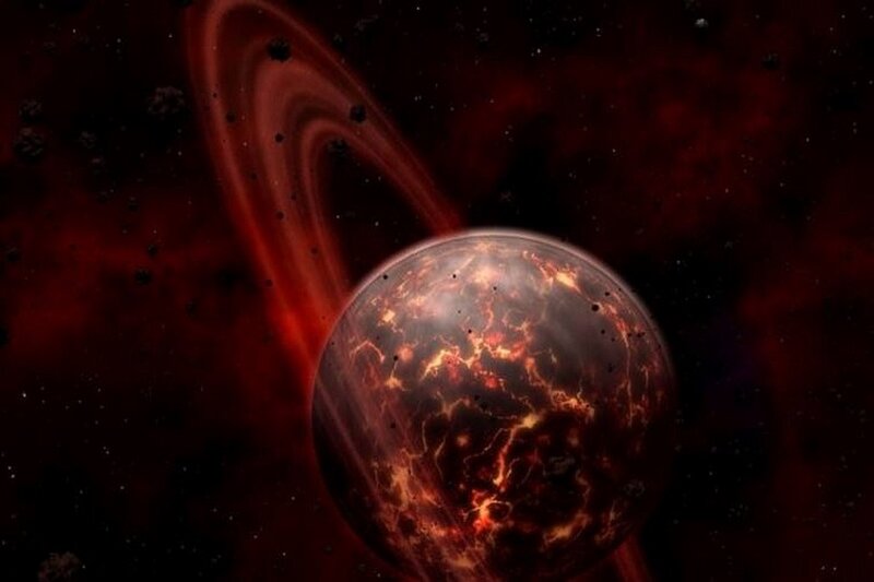 Lava Planet with Rings — Red