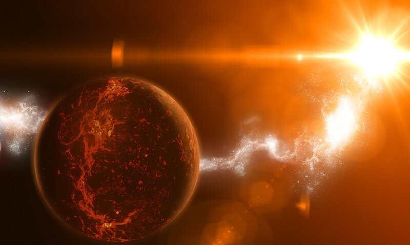 lava planet with star