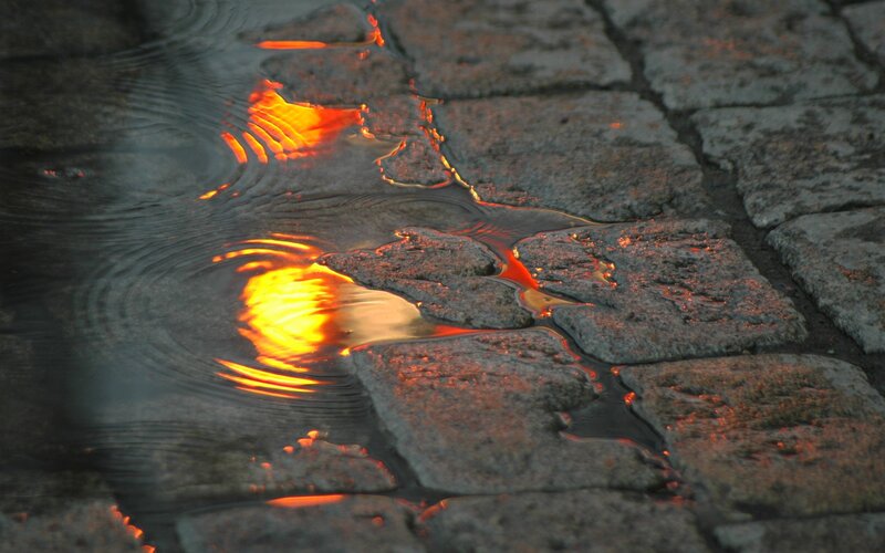 Lava reflection in water