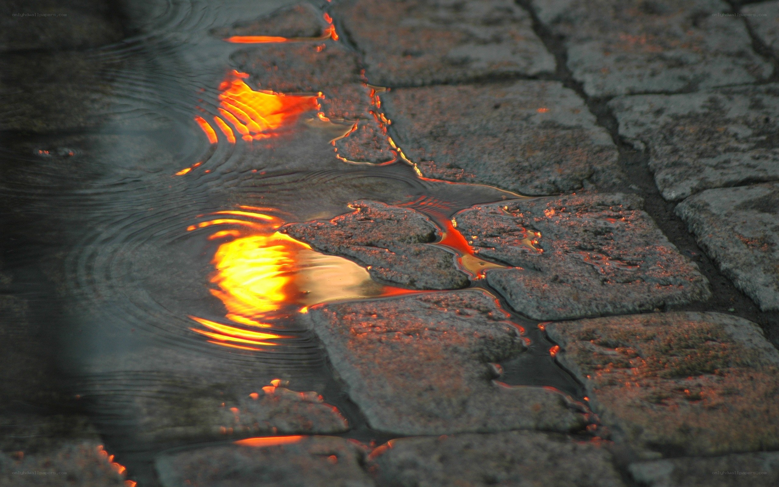 Lava reflection in water