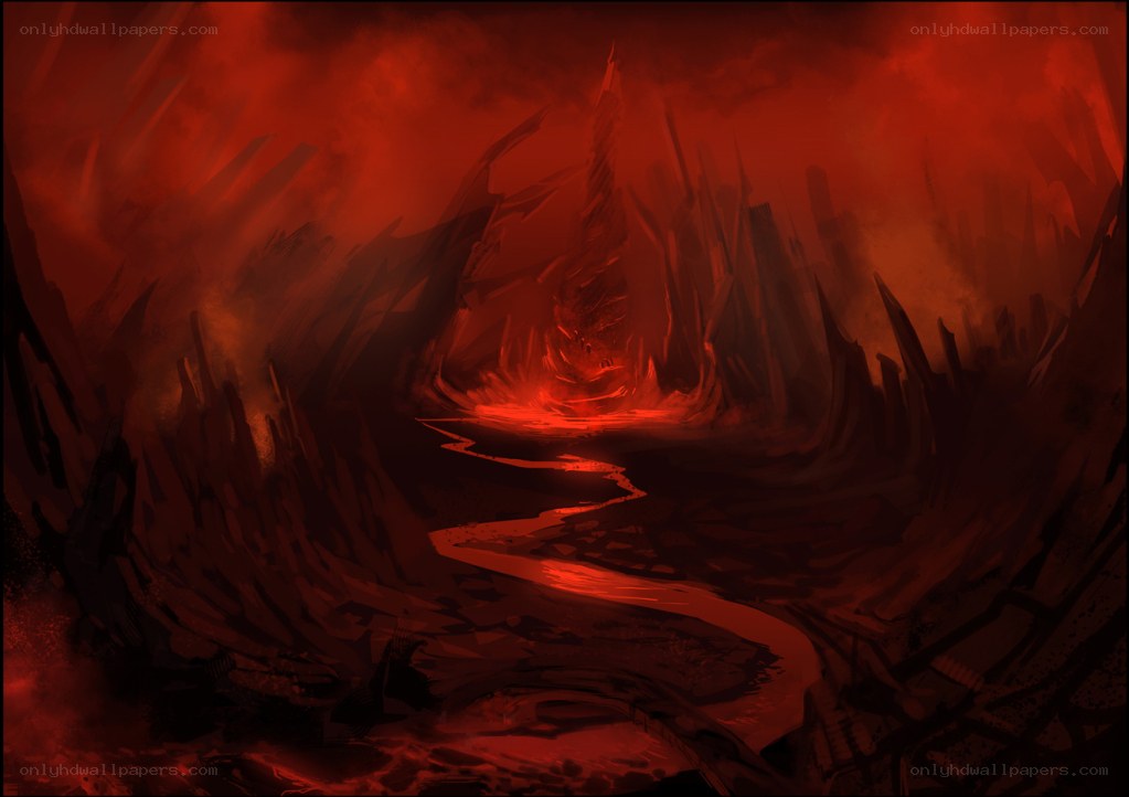 lava river in a volcanic canyon
