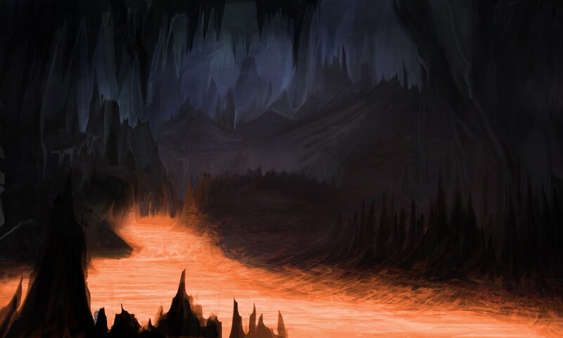 Lava River in Cave — Orange, Dramatic