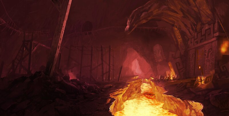 Lava River in Cave — Red, Dramatic