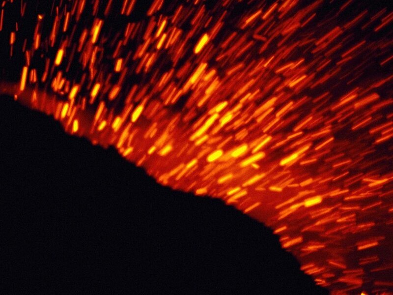 Lava splashing from a volcano