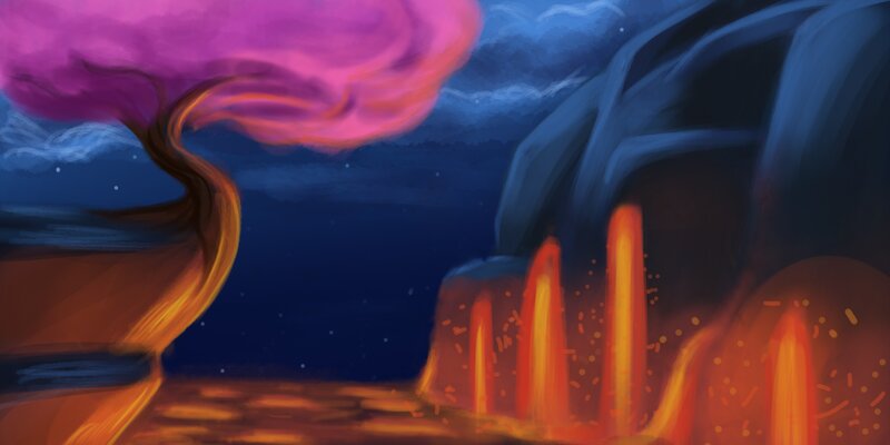Lava Tree in Volcanic Landscape
