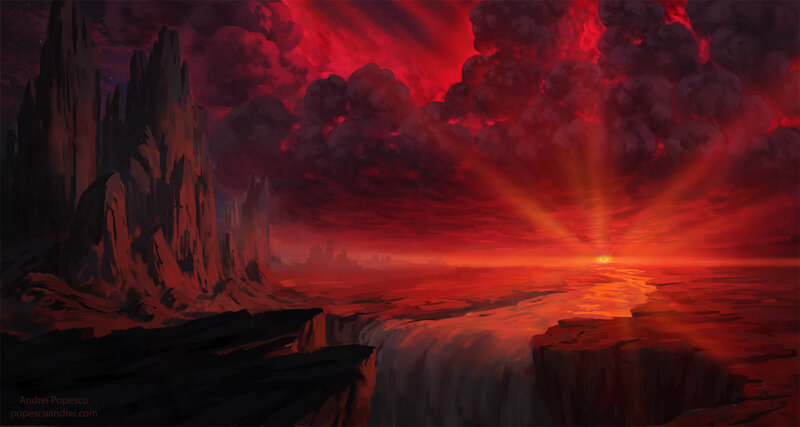 Lava Waterfall Landscape