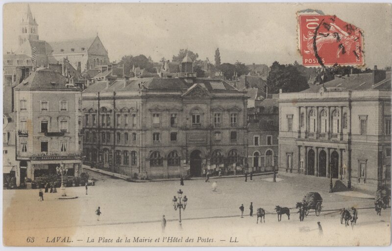 Laval town square postcard