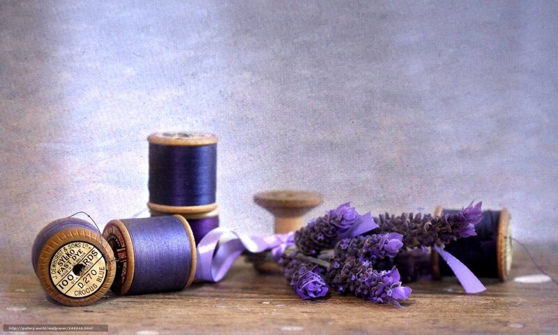Lavender and thread spools