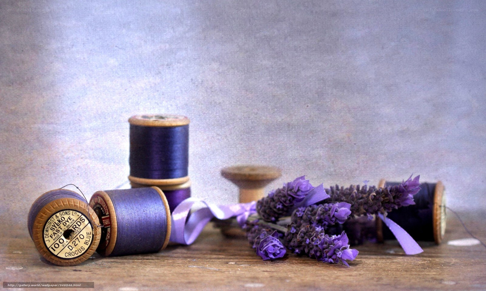 Lavender and thread spools