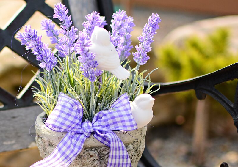 Lavender Arrangement with Birds