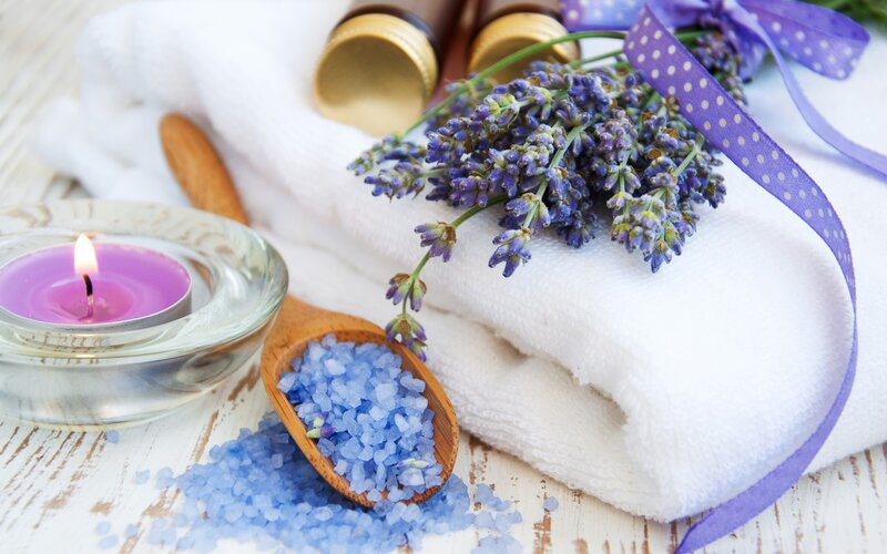 Lavender Bath Salts — Purple, Calm, Photograph, Candle, Towel