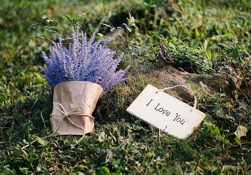 Lavender Bouquet and Sign