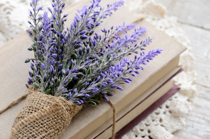 Lavender Bouquet on Books