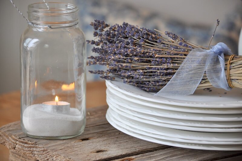 Lavender Bouquet on Plates