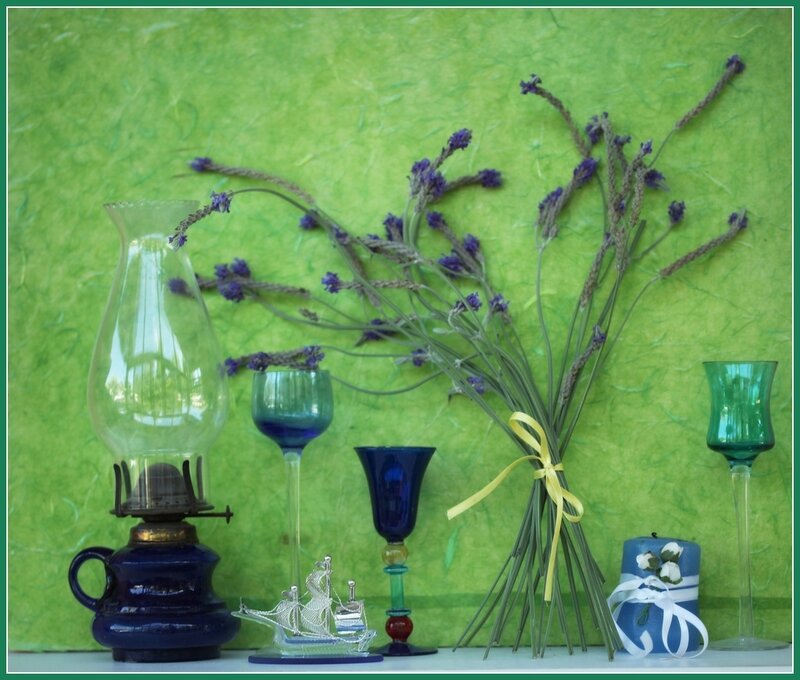 Lavender Bouquet with Glassware