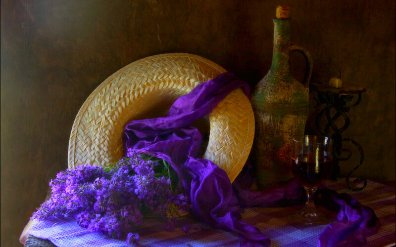 Lavender Bouquet with Hat
