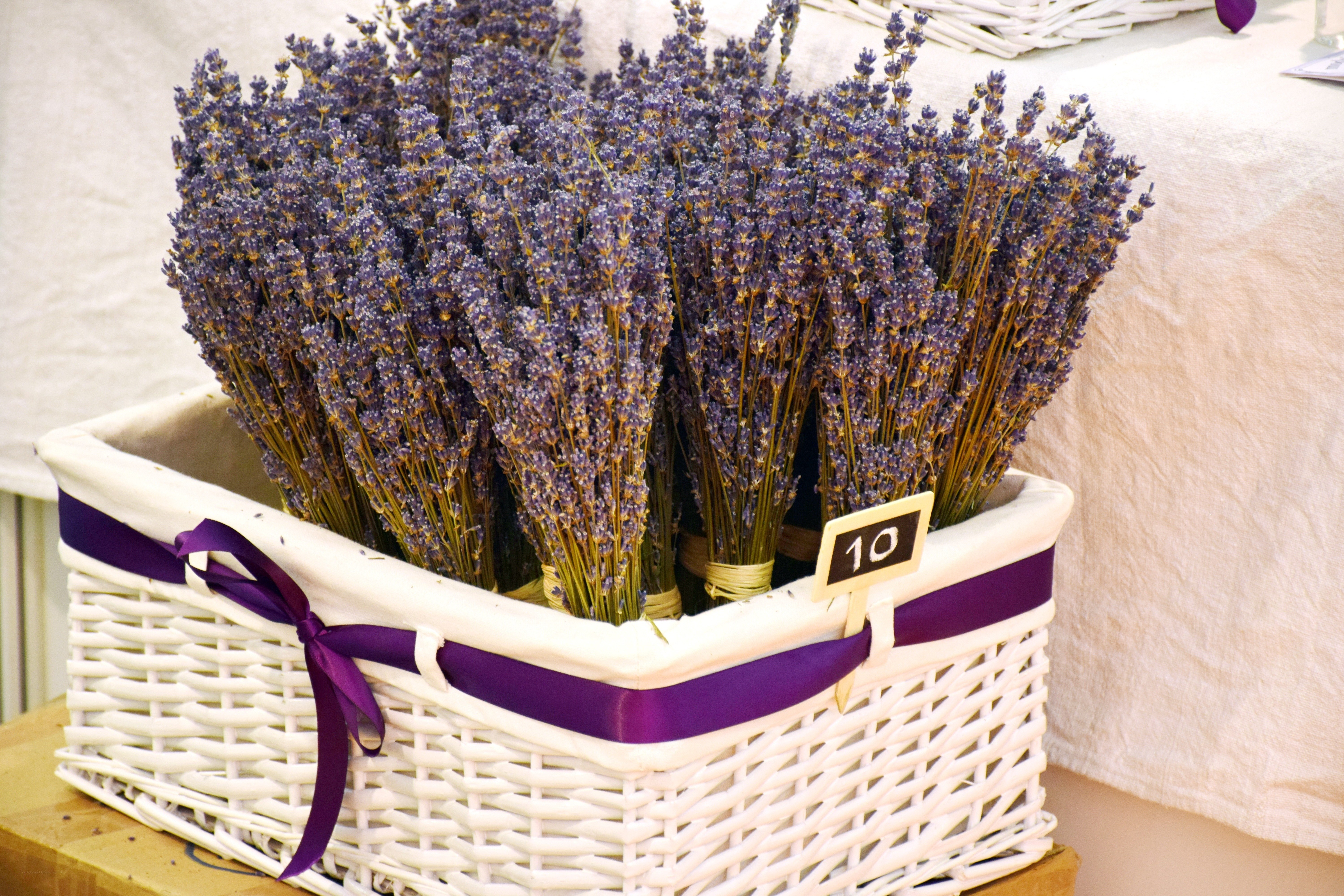 Lavender bundles in a basket