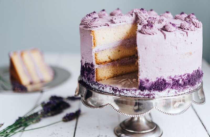 Lavender Cake on Stand