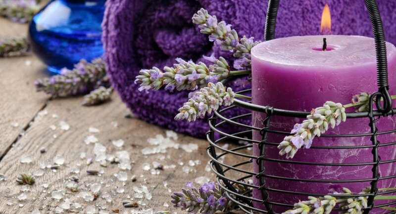 Lavender Candle on Wood