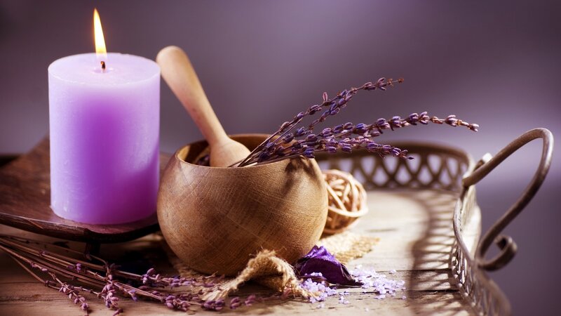 Lavender Candle Setup — Purple