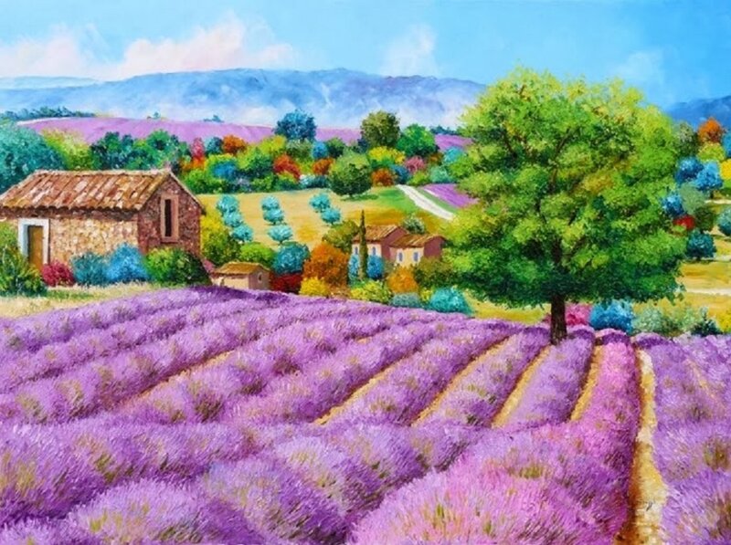 Lavender Fields Landscape — Purple, Serene, Afternoon