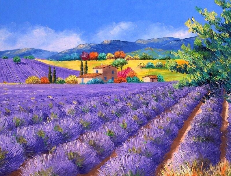 Lavender Fields Landscape — Purple, Serene