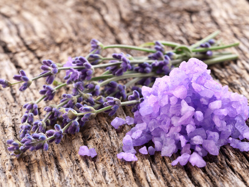 Lavender Flowers and Crystals