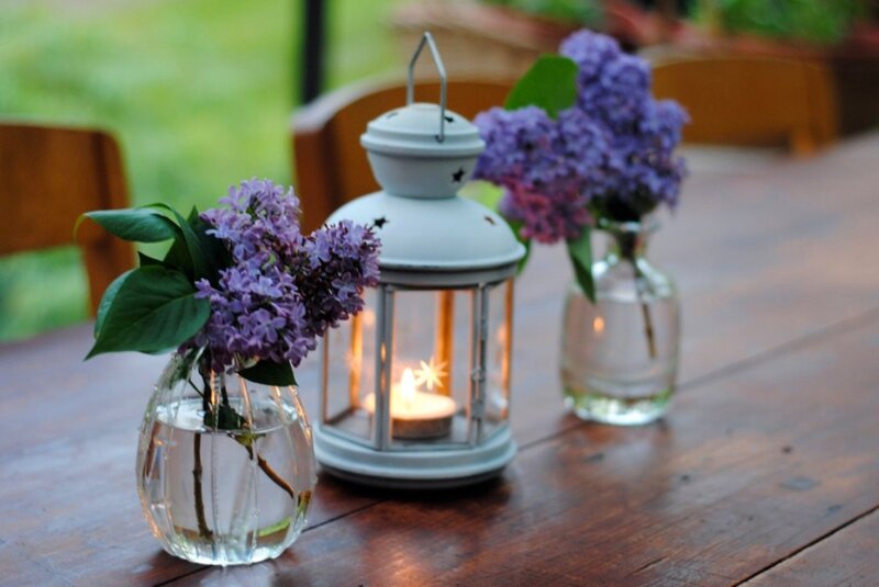 Lavender Flowers and Lantern
