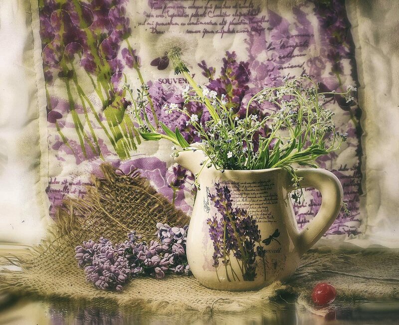 Lavender Flowers in Pitcher