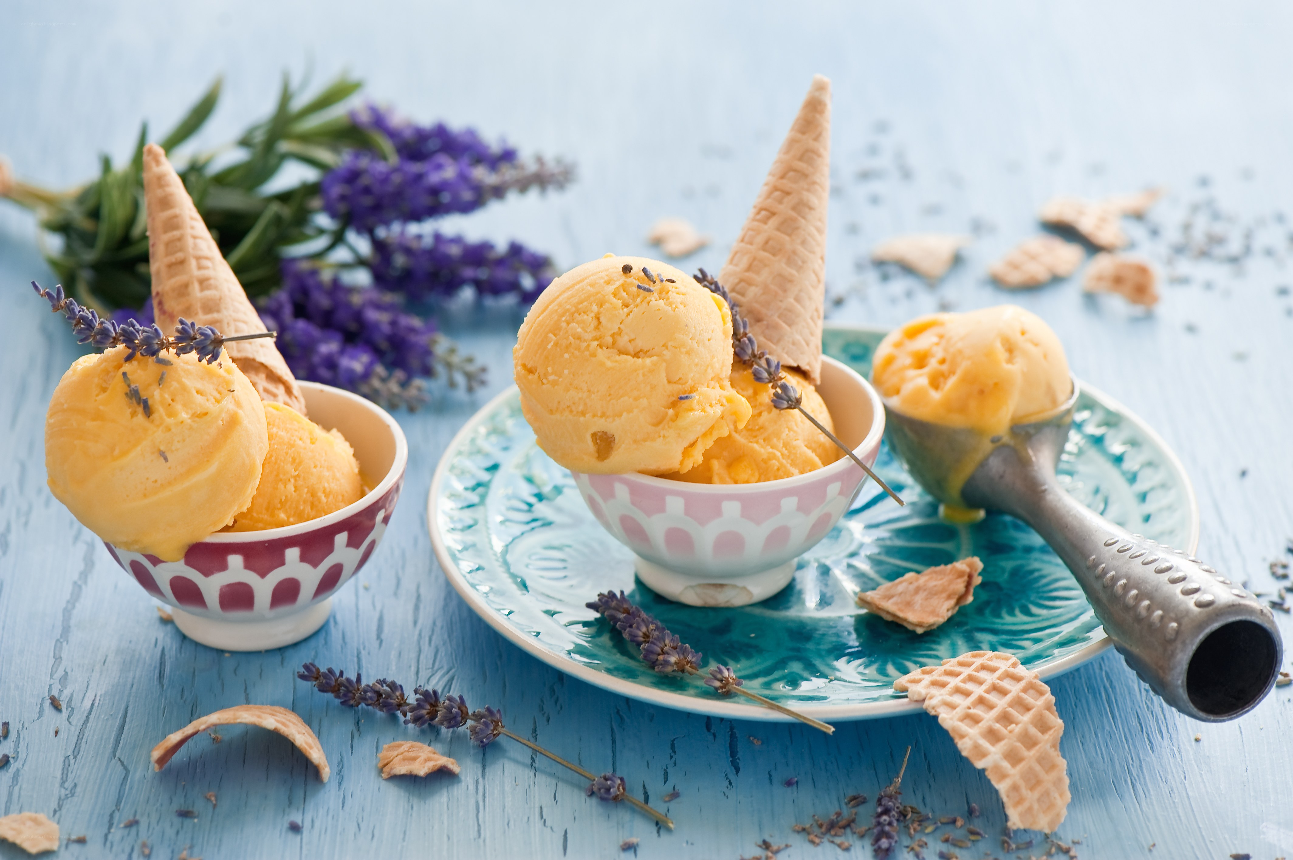 Lavender ice cream dessert