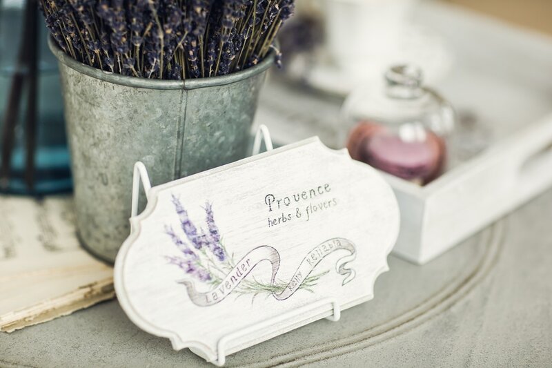 Lavender in Metal Bucket — White
