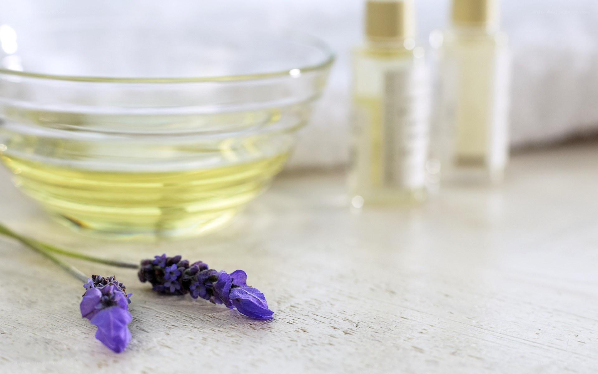 Lavender oil and flowers