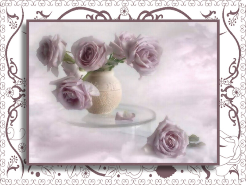 Lavender Roses in Vase — Purple, Serene