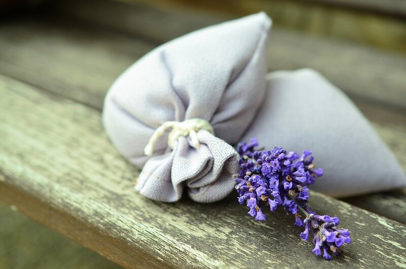 Lavender Sachets on Wood