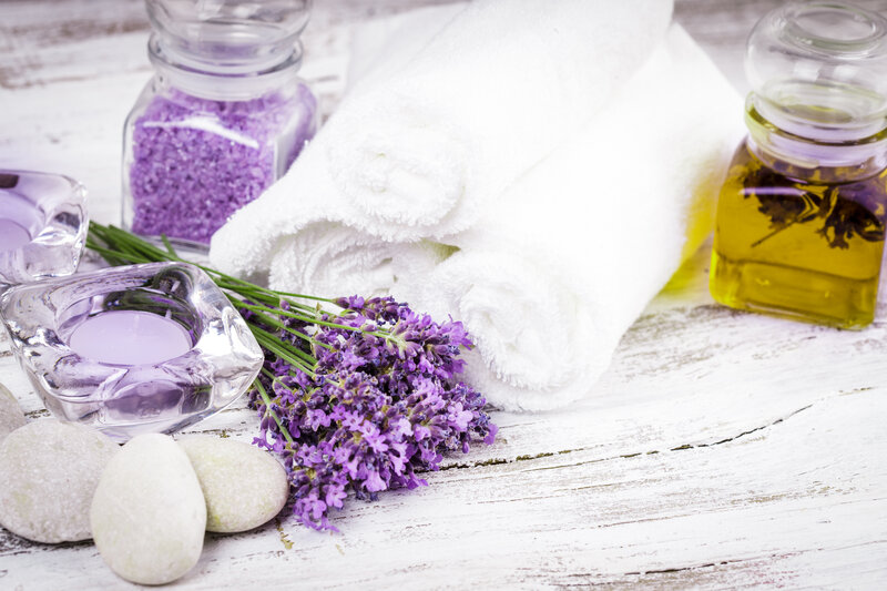 Lavender Spa Arrangement — Purple, Calm, Photograph