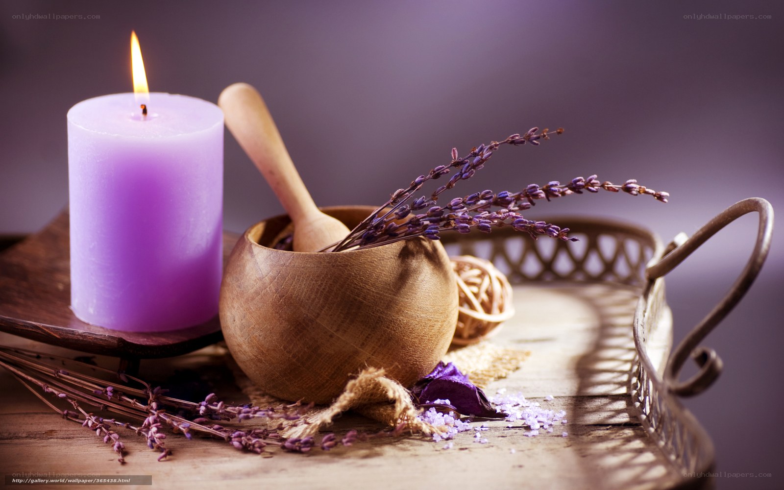 Lavender spa candle arrangement