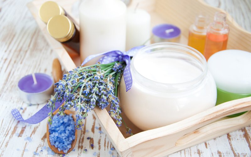 Lavender Spa Items — Purple, Calm