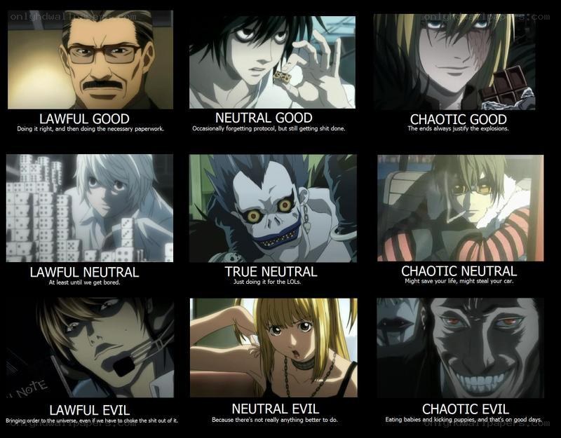 Lawful Evil meme from Death Note