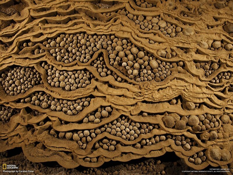 Layered Cave Formations — Brown, Natural