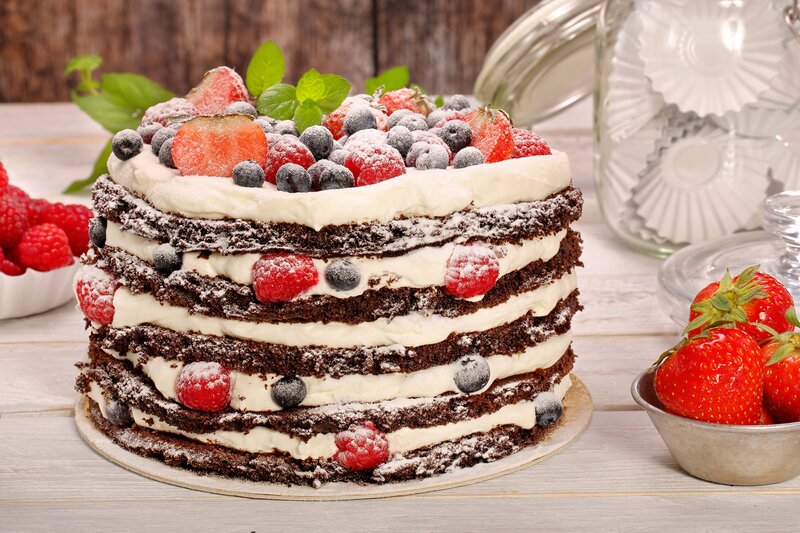 Layered Chocolate Cake — Brown, Appetizing