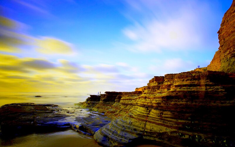 Layered Cliffs at Sunset
