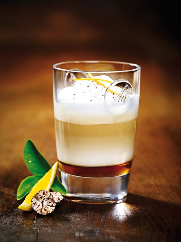 Layered cocktail with foam