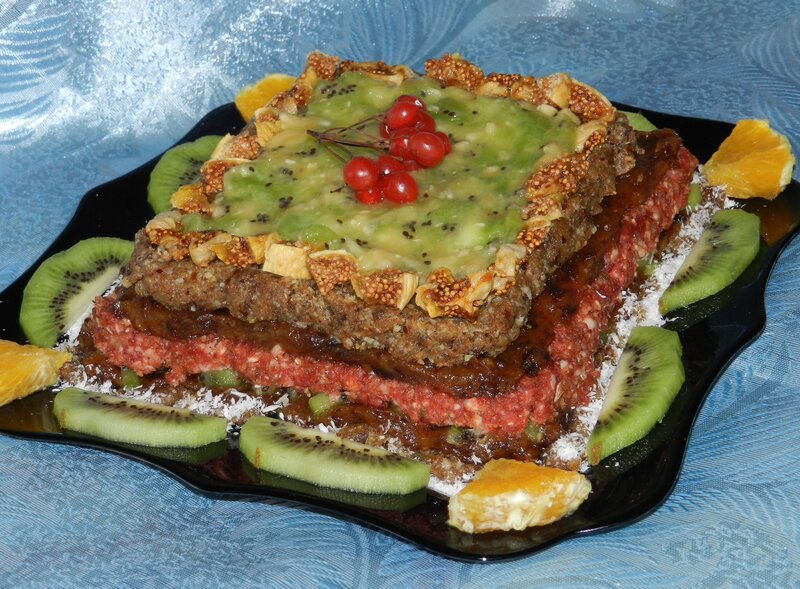 layered fruit and nut cake