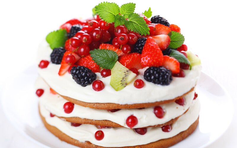 Layered Fruit Cake — White, Fresh