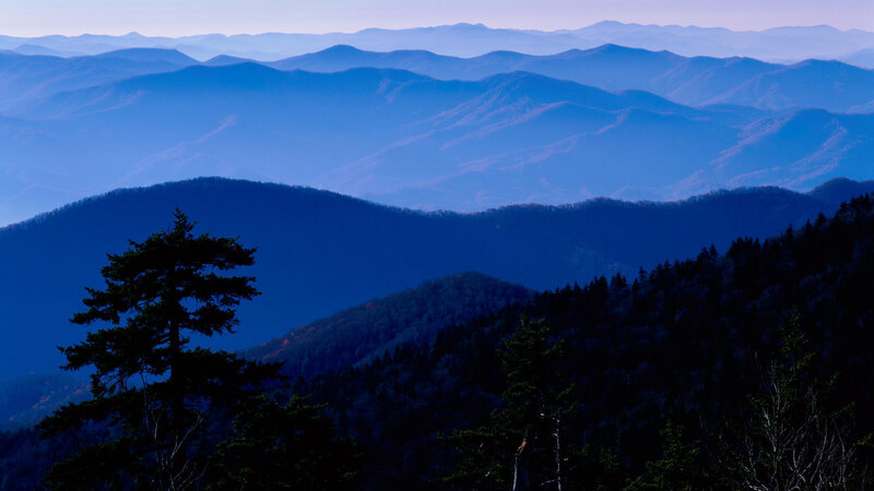 Layered Mountain Ranges — Blue, Serene, Morning, Photograph