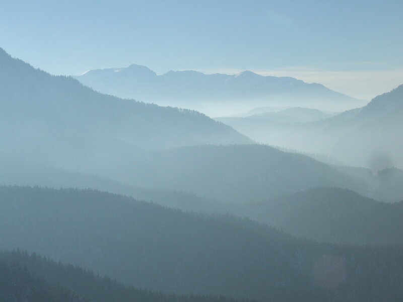 Layered Mountain Ranges — Blue, Serene, Morning