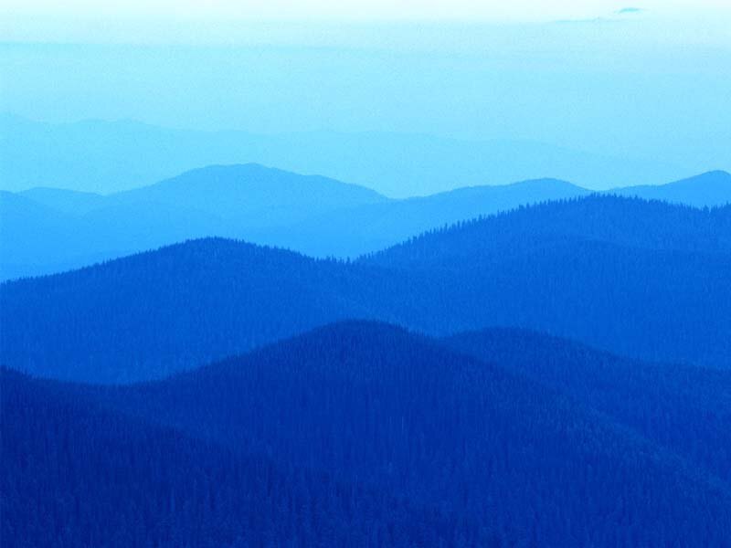 Layered Mountain Ranges — Blue, Serene, Photograph, Forests