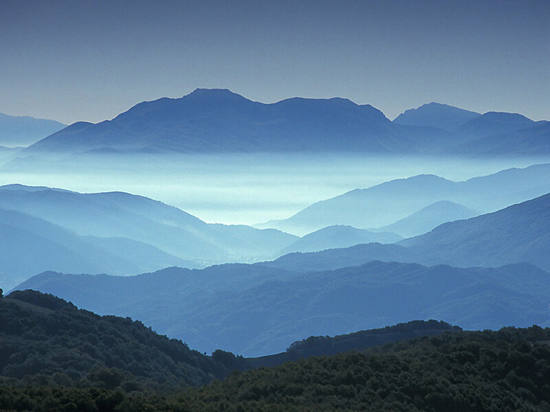Layered Mountain Ranges — Blue