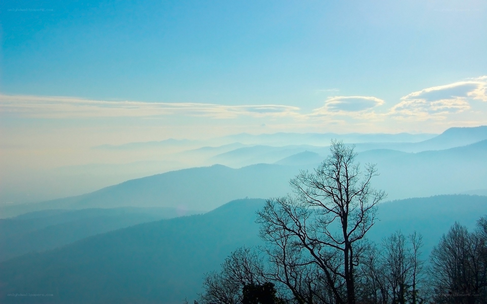 Layered mountains at dawn
