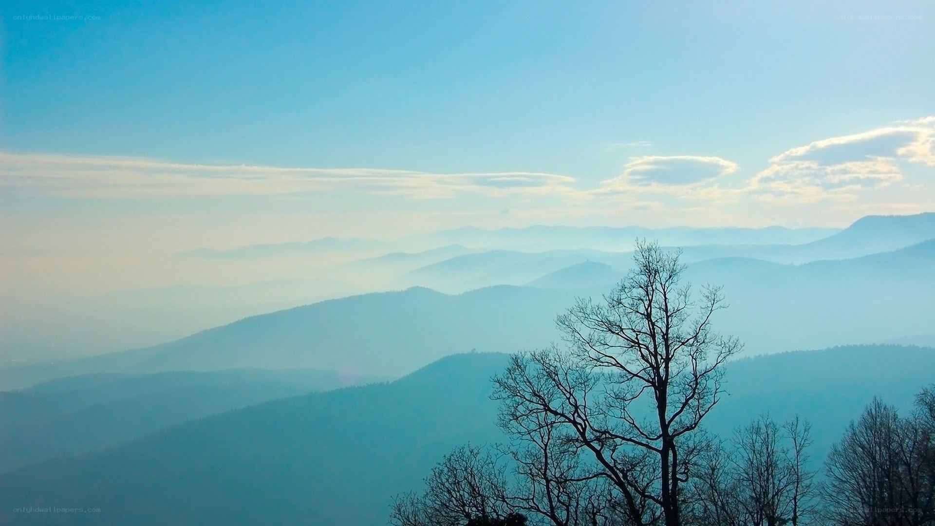 Layered mountains at dawn